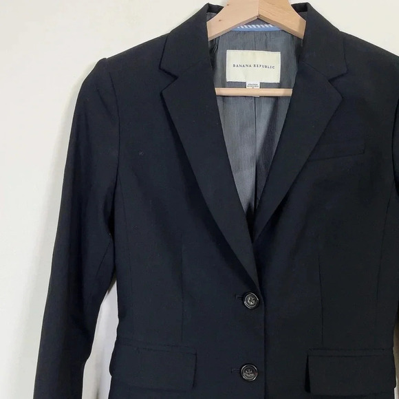 BANANA REPUBLIC | WOOL  BLEND BLACK BLAZER - Picture 7 of 15